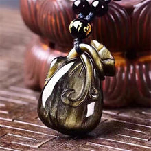 Load image into Gallery viewer, Instant Wealth Obsidian Bag Necklace