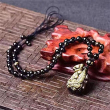 Load image into Gallery viewer, Instant Wealth Obsidian Bag Necklace