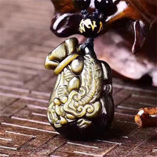 Load image into Gallery viewer, Instant Wealth Obsidian Bag Necklace