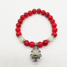 Load image into Gallery viewer, Turquoise Bead Bracelet with Lotus