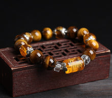 Load image into Gallery viewer, Three-Faced Tiger Eye Fortune Bracelet