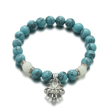 Load image into Gallery viewer, Turquoise Bead Bracelet with Lotus
