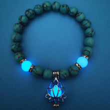 Load image into Gallery viewer, Turquoise Bead Bracelet with Lotus