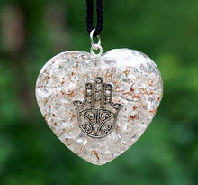 Load image into Gallery viewer, Heart Orgone Pendants with Hamsa or Spiral
