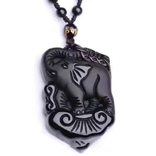 Load image into Gallery viewer, Obsidian Elephant Fortune Pendant