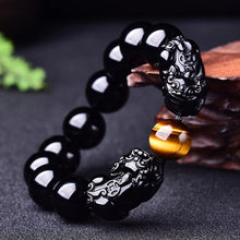 Load image into Gallery viewer, "Magic" Wealth & Success Obsidiant-Tiger Eye Pixiu Bracelet