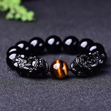 Load image into Gallery viewer, "Magic" Wealth & Success Obsidiant-Tiger Eye Pixiu Bracelet