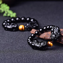 Load image into Gallery viewer, "Magic" Wealth & Success Obsidiant-Tiger Eye Pixiu Bracelet