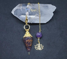 Load image into Gallery viewer, Amethyst-Lotus Orgone Pendulum