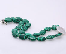Load image into Gallery viewer, Green Malachite Necklace with Baroque Pearl Accent