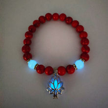 Load image into Gallery viewer, Turquoise Bead Bracelet with Lotus