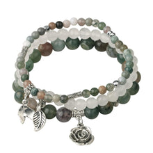 Load image into Gallery viewer, 3-Row Crystal Rose Abundance Bracelet