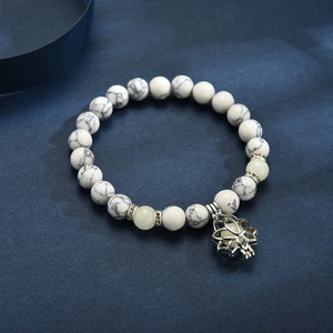 Turquoise Bead Bracelet with Lotus