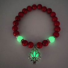 Load image into Gallery viewer, Turquoise Bead Bracelet with Lotus