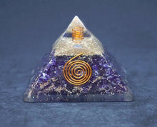Load image into Gallery viewer, Amethyst with OM Orgone Pyramid