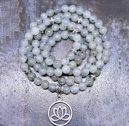 Labradorite - Lotus Prayer Beads