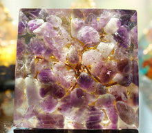 Load image into Gallery viewer, Tree of Life White Quartz &amp; Amethyst Orgone Pyramid